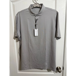 Men's Michel Rouen Performance Polo Shirt XXL Grey White Stripe